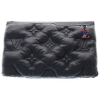 Louis Vuitton Pochette Monogram Embossed Lambskin Clutch Black