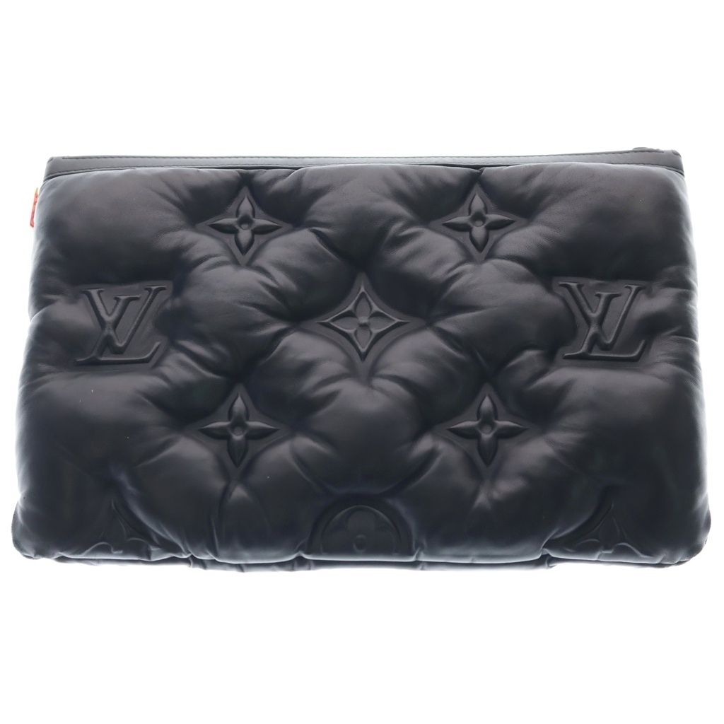 Louis Vuitton Pochette Monogram Embossed Lambskin Clutch Black — view 2