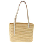 Loewe Angram Square Trimmed Raffia Small Basket Bag Handbag Beige White — view 2