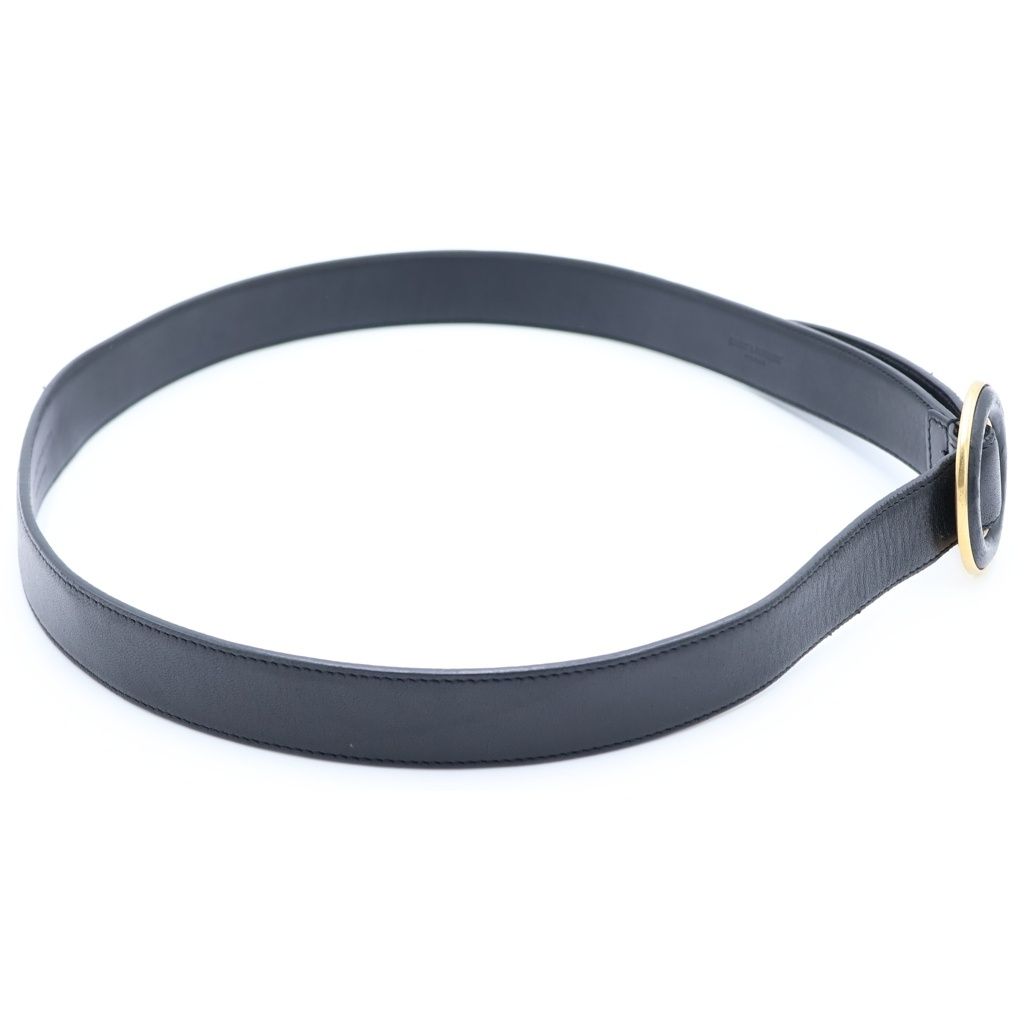 Saint Laurent Paris Circle Logo Buckle Leather Belt Gold Black 85 — view 3