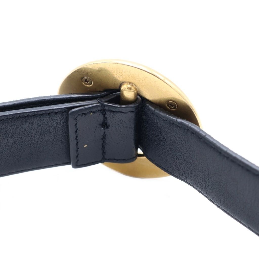Saint Laurent Paris Circle Logo Buckle Leather Belt Gold Black 85 — view 6