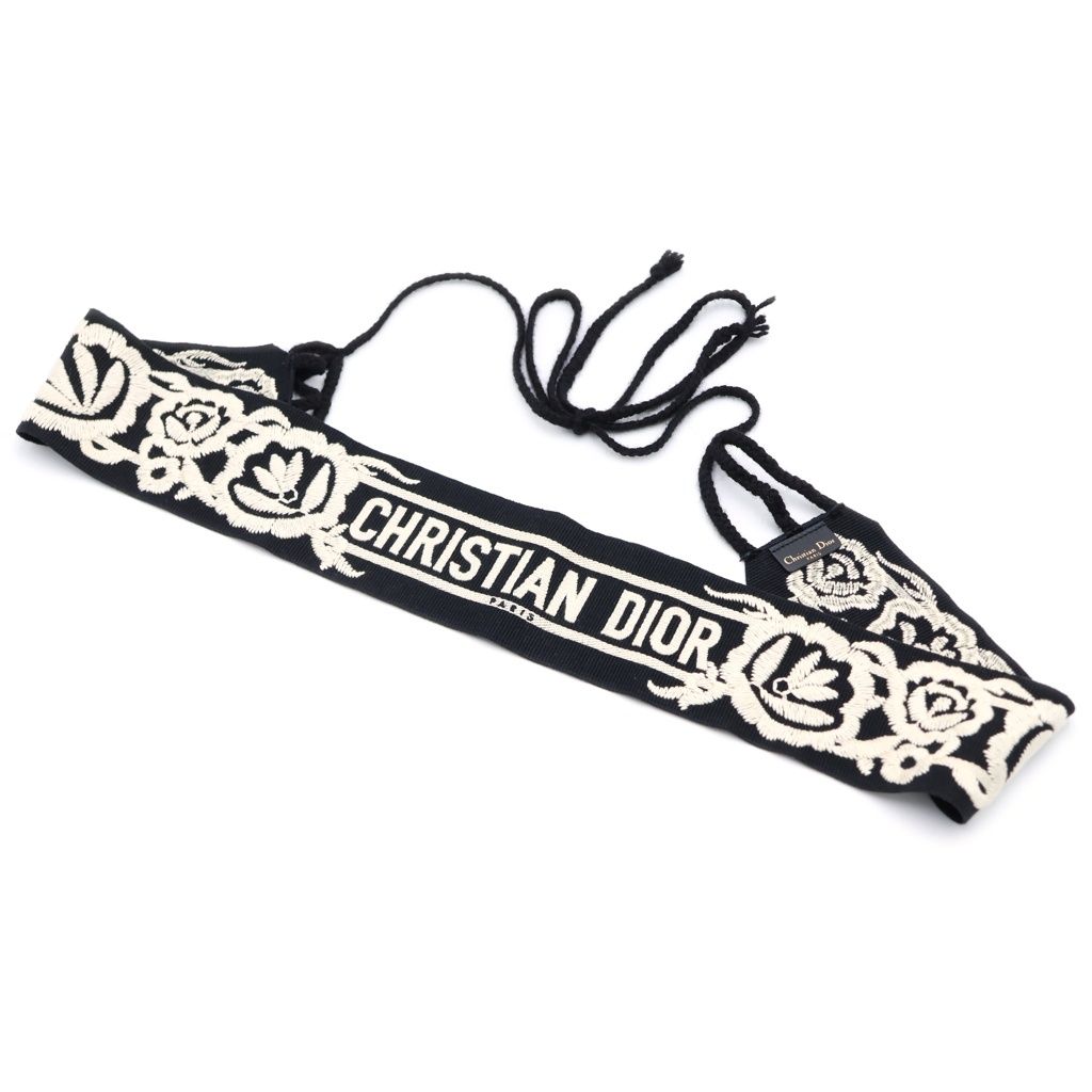 Dior Logo Embroidery Canvas Mexican Flower Belt