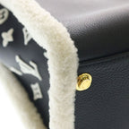 Louis Vuitton on My Side MM Calf Leather Shearling Handbag Black White — view 5