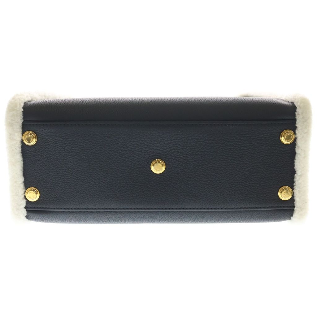 Louis Vuitton on My Side MM Calf Leather Shearling Handbag Black White — view 4