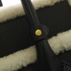 Louis Vuitton on My Side MM Calf Leather Shearling Handbag Black White — view 7
