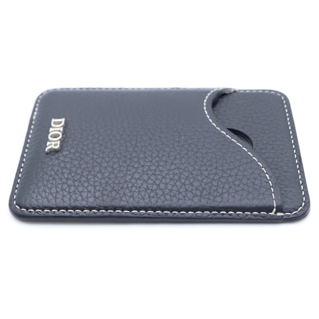 Dior Saddle Magnetic Card Holder Case Black Leather — view 3