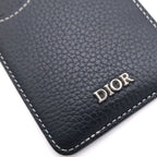 Dior Saddle Magnetic Card Holder Case Black Leather — view 4