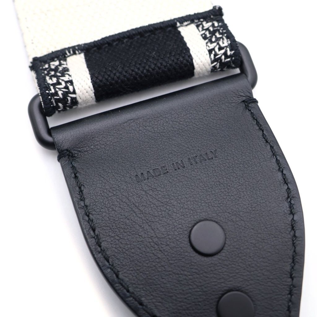 Dior Embroidered Shoulder Strap Canvas Leather Logo Black White — view 5