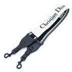 Dior Embroidered Shoulder Strap Canvas Leather Logo Black White — view 2