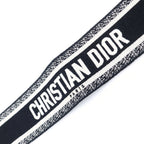 Dior Embroidered Shoulder Strap Canvas Leather Logo Black White — view 4