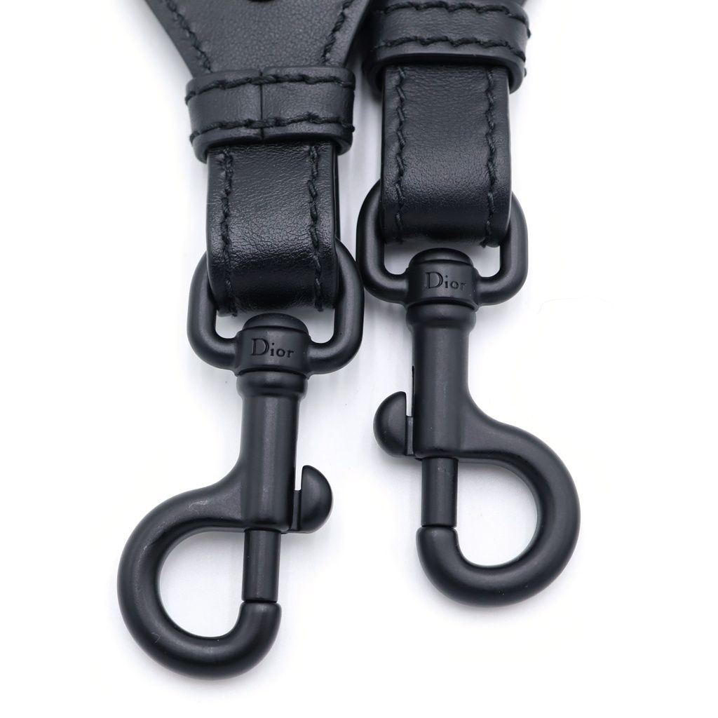 Dior Embroidered Shoulder Strap Canvas Leather Logo Black White — view 3