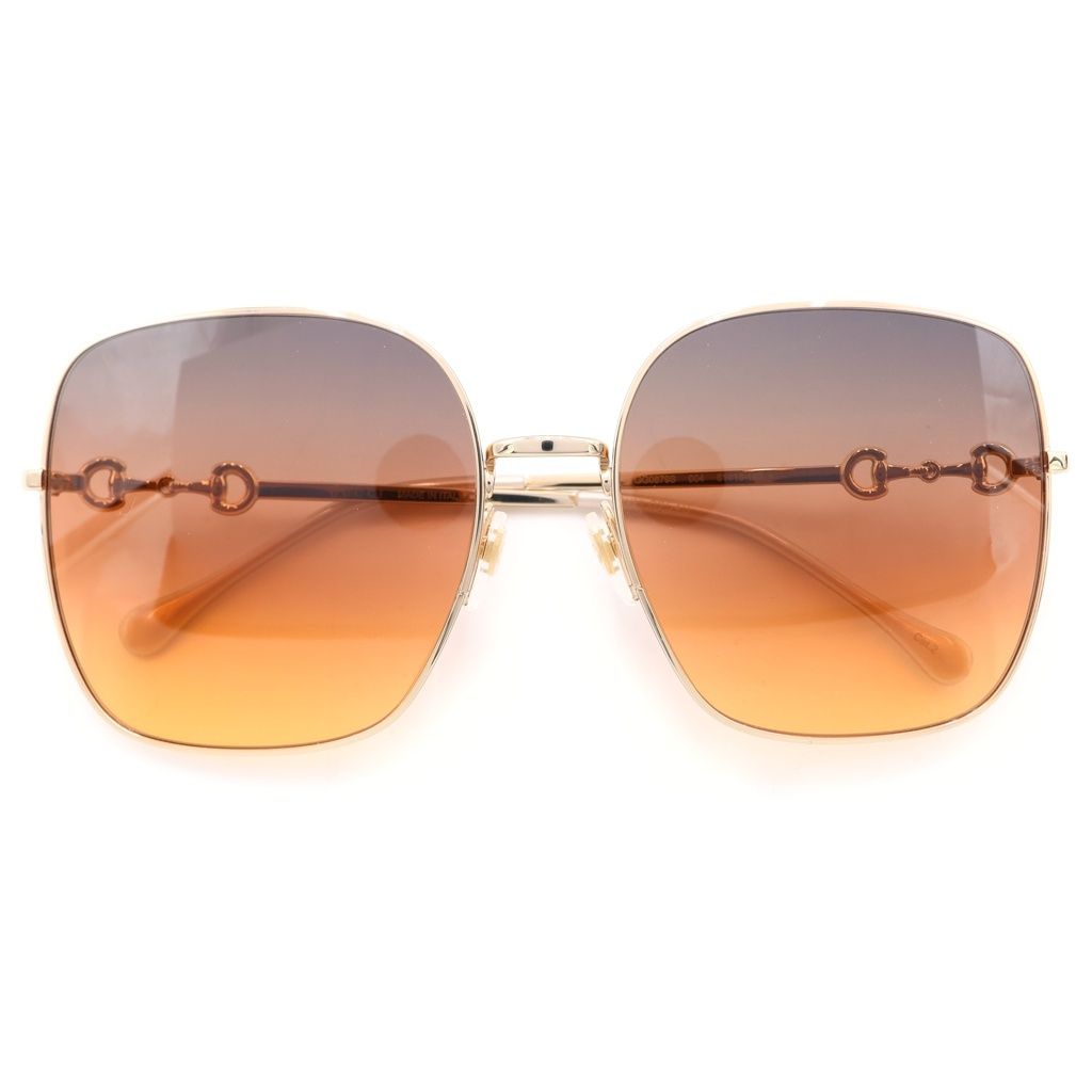 Gucci Square Horsebit Gradient Sunglasses Gold Brown 61 18‐140 Eyewear