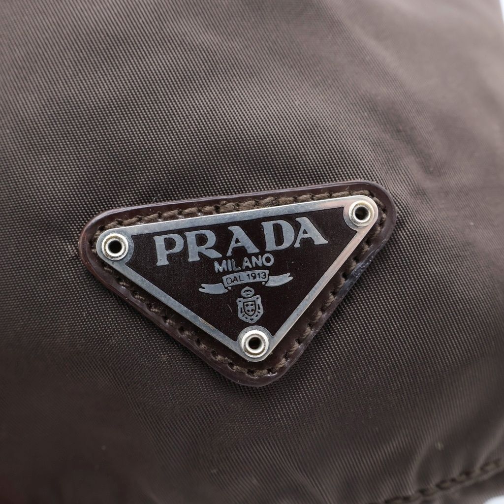 Prada Tessuto Drawstring Pouch Dark Brown — view 6