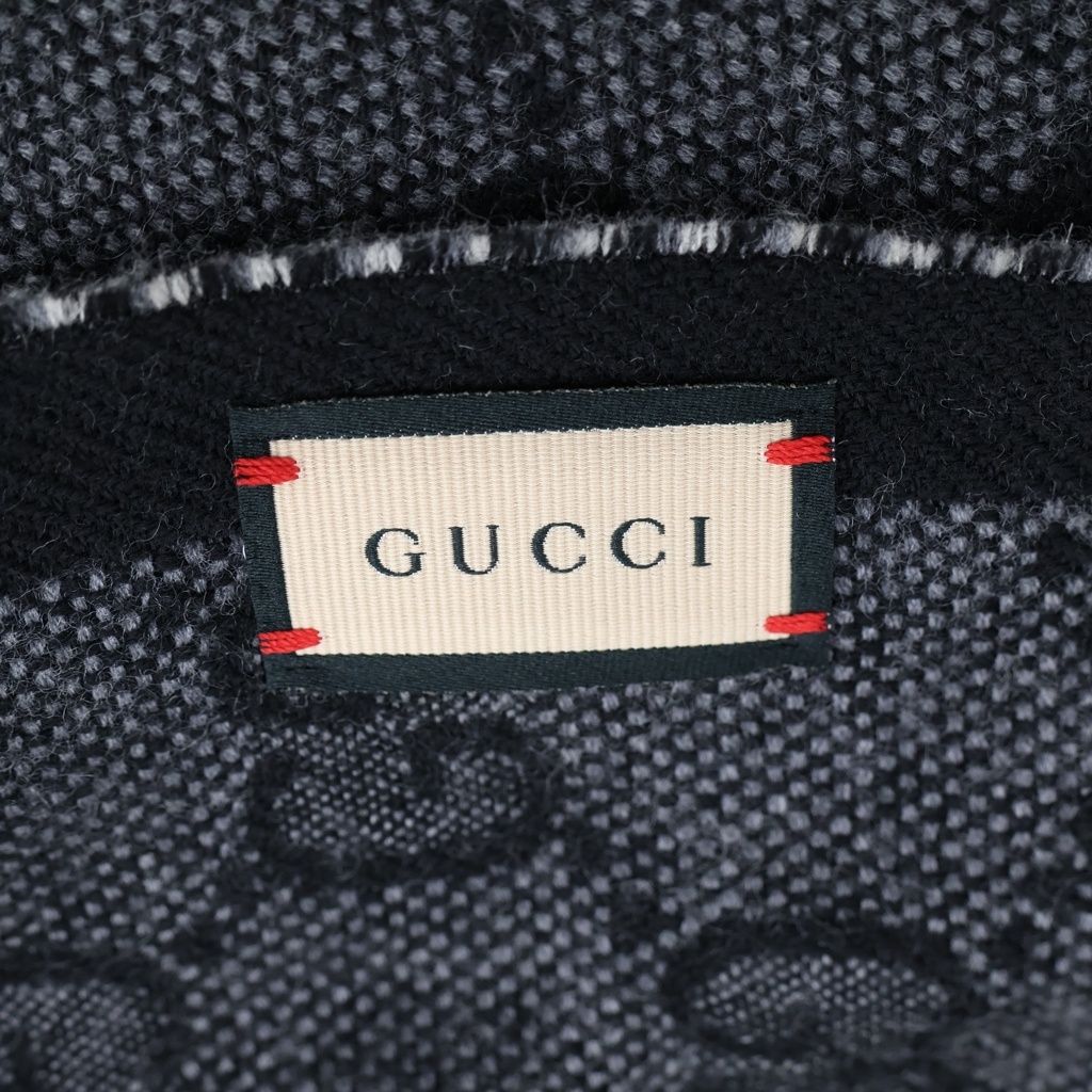 Gucci GG Jacquard Scarf Wool Gray — view 6