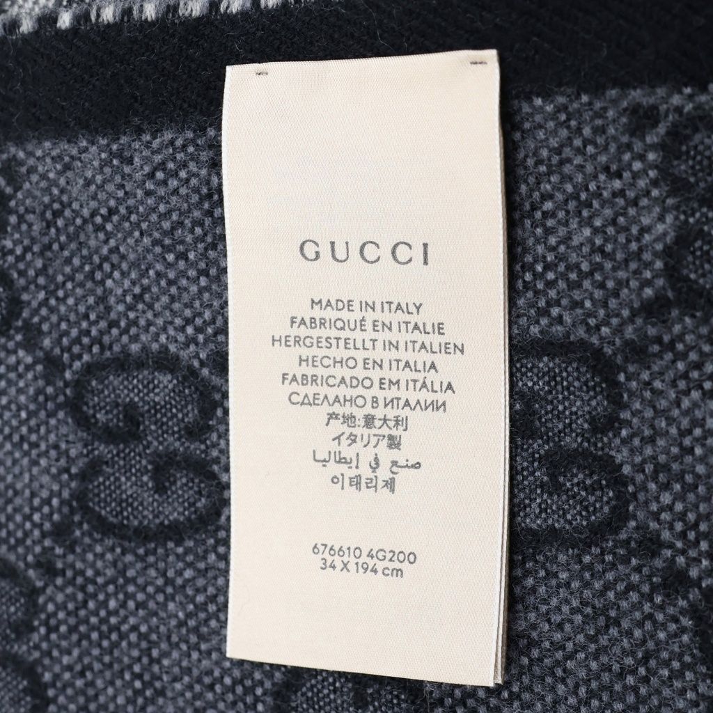 Gucci GG Jacquard Scarf Wool Gray — view 5