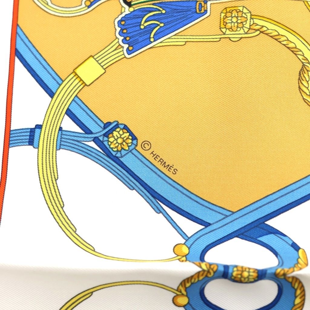 Hermes Carre 45 Spring Silk Scarf White Yellow — view 3