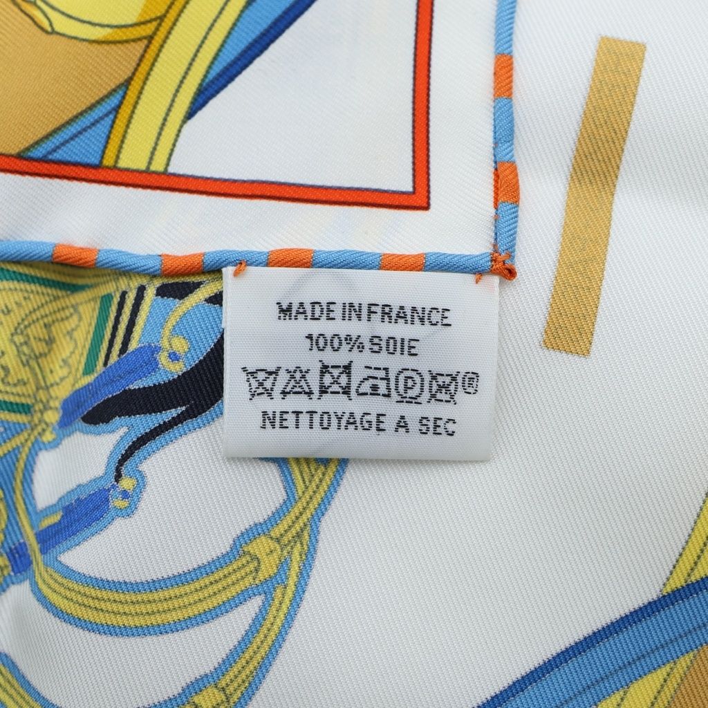 Hermes Carre 45 Spring Silk Scarf White Yellow — view 5