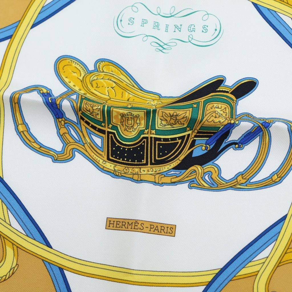 Hermes Carre 45 Spring Silk Scarf White Yellow — view 2
