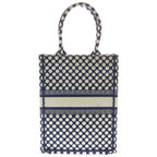 Dior Vertical Book Tote Canvas Logo Dot Navy White — view 2