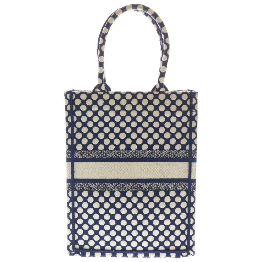 Dior Vertical Book Tote Canvas Logo Dot Navy White — view 2