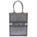 Dior Vertical Book Tote Canvas Logo Dot Navy White