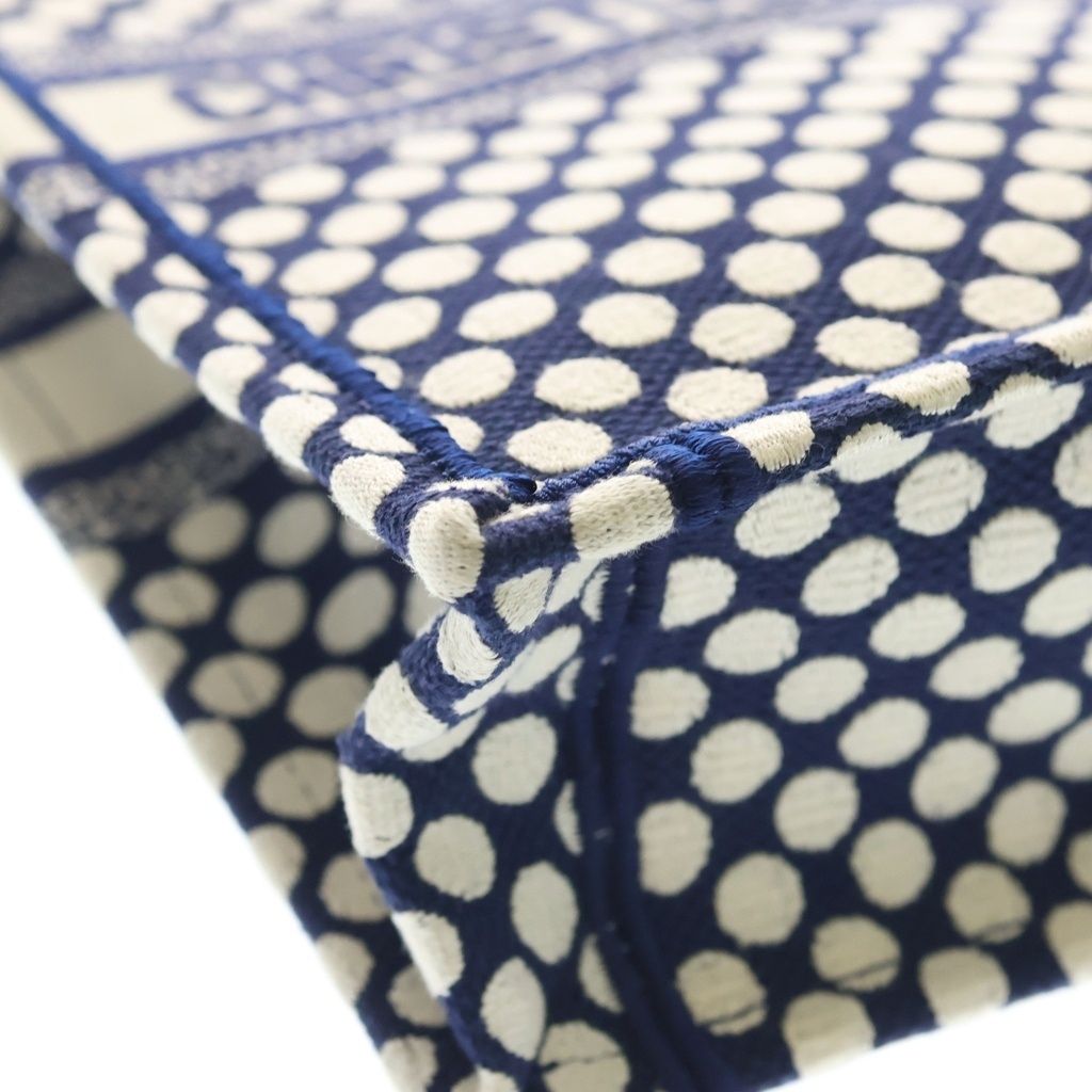 Dior Vertical Book Tote Canvas Logo Dot Navy White — view 5