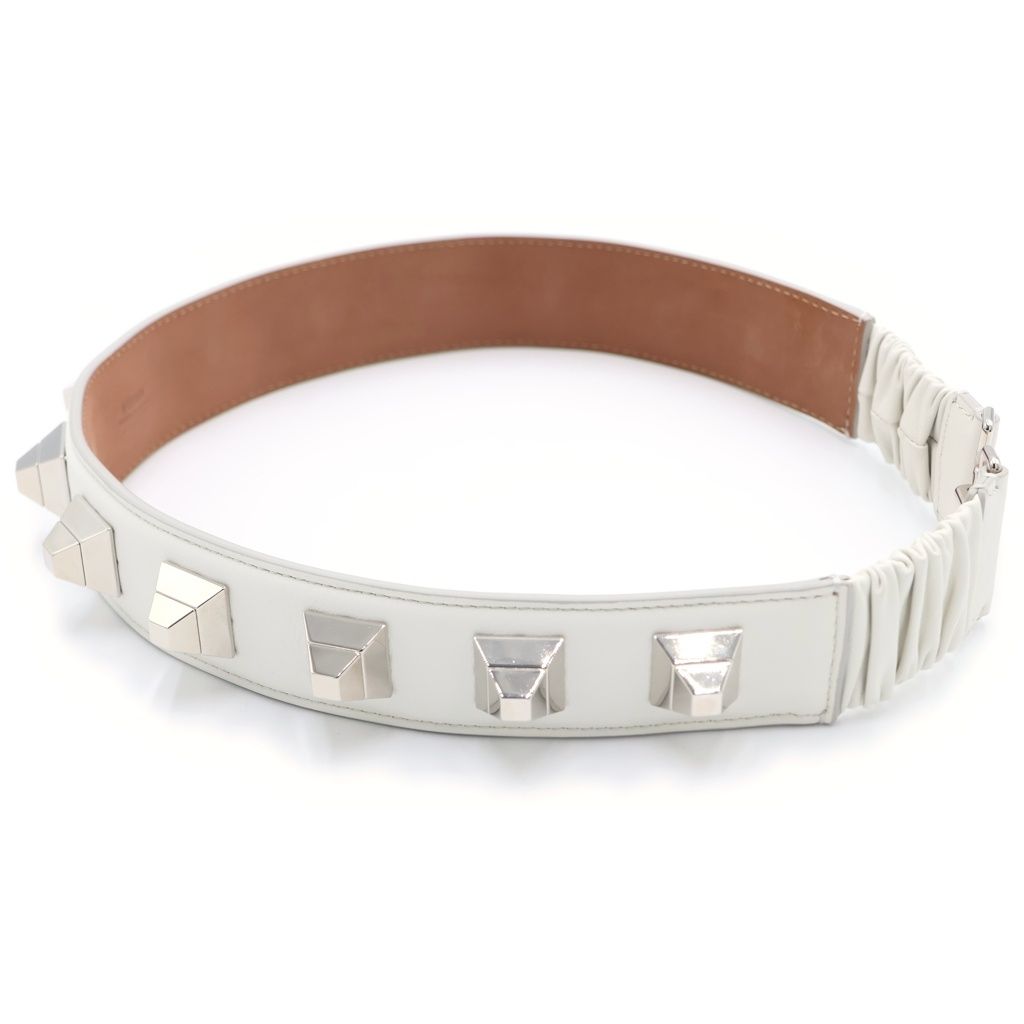 Fendi Studd Belt Studded Leather White — view 3