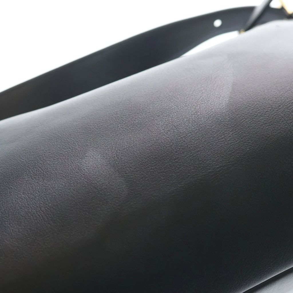 Prada Triangle Logo Shoulder Bag Black Leather Gold — view 6