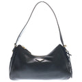 Prada Triangle Logo Shoulder Bag Black Leather Gold
