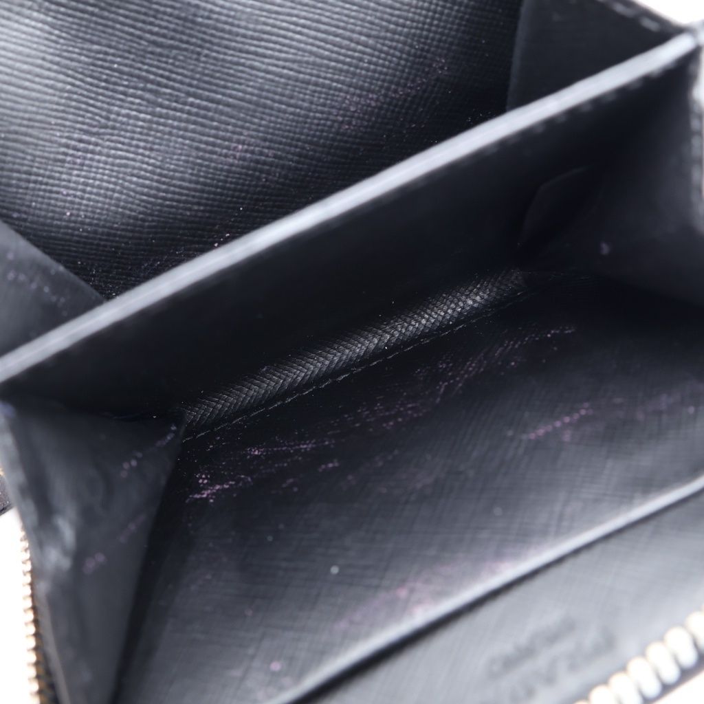 Prada Round Zip Leather Coin Case Black — view 6