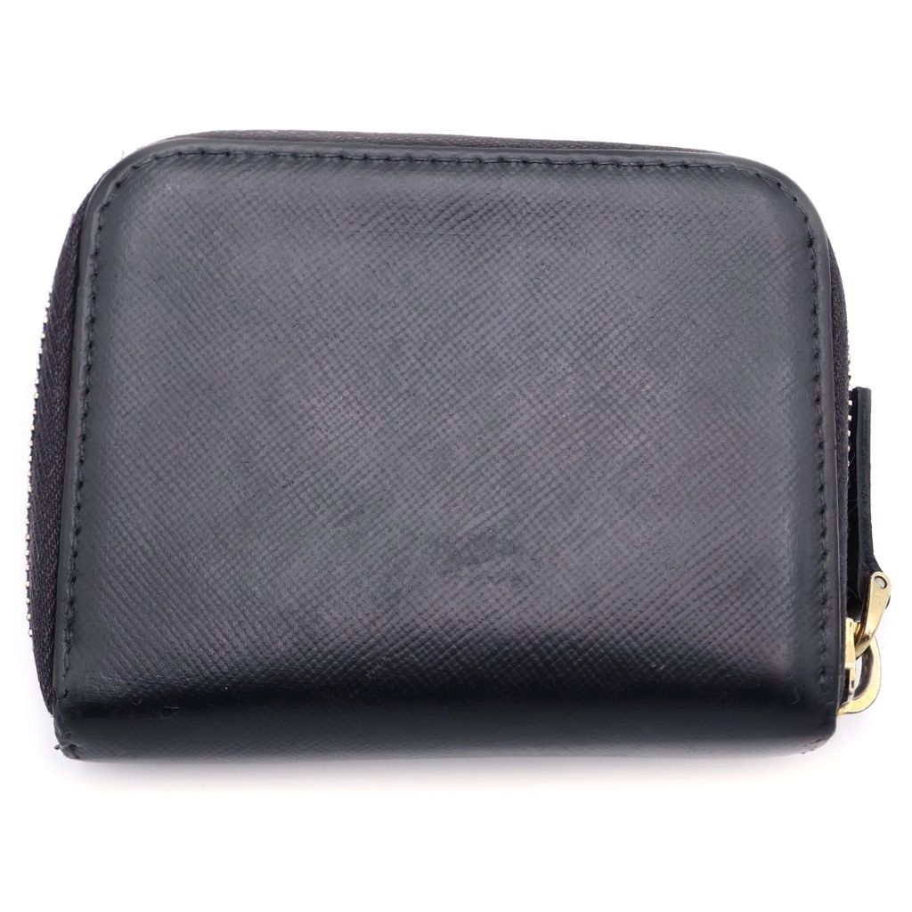 Prada Round Zip Leather Coin Case Black — view 2