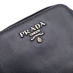 Prada Round Zip Leather Coin Case Black — view 4