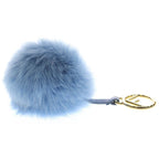 Fendi Leather Gold Pom Charm Key Holder Blue — view 3