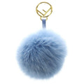 Fendi Leather Gold Pom Charm Key Holder Blue
