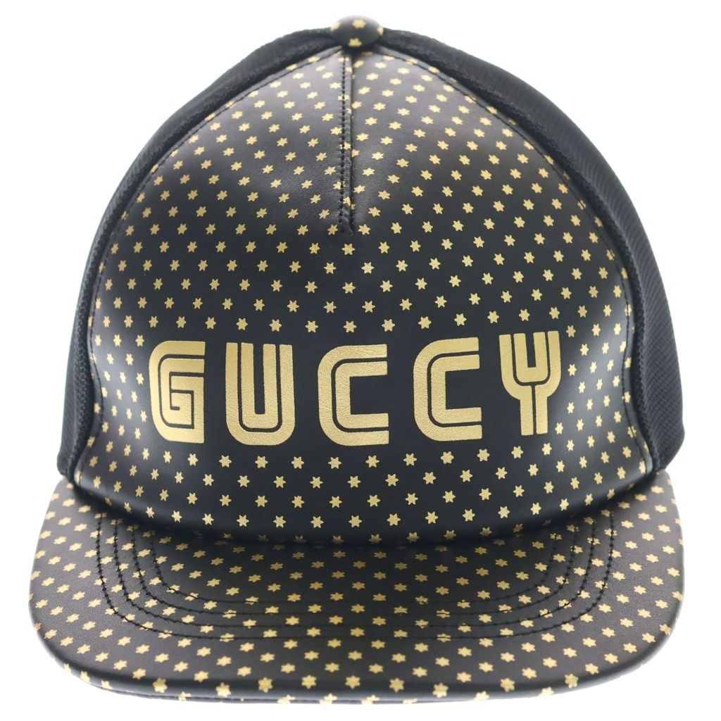 Gucci Sega Guccy Mesh Baseball Cap Logo Print Cap Hat Black Gold — view 4