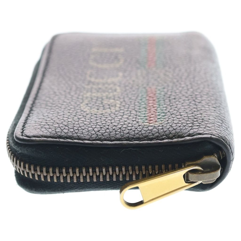Gucci Logo Print Zip Around Leather Coin Case Card Business Holder Compact — view 3