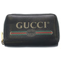 Gucci Logo Print Zip Around Leather Coin Case Card Business Holder Compact
