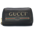 Gucci Logo Print Zip Around Leather Coin Case Card Business Holder Compact