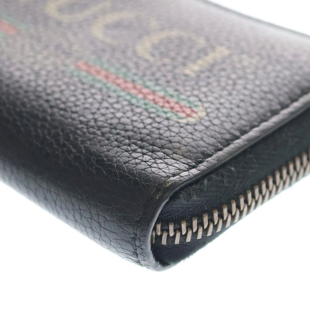 Gucci Logo Print Zip Around Leather Coin Case Card Business Holder Compact — view 6