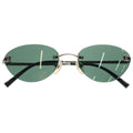 Chanel CC Logo Sunglasses Rimless Green Lens Eyewear