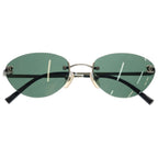 Chanel CC Logo Sunglasses Rimless Green Lens Eyewear