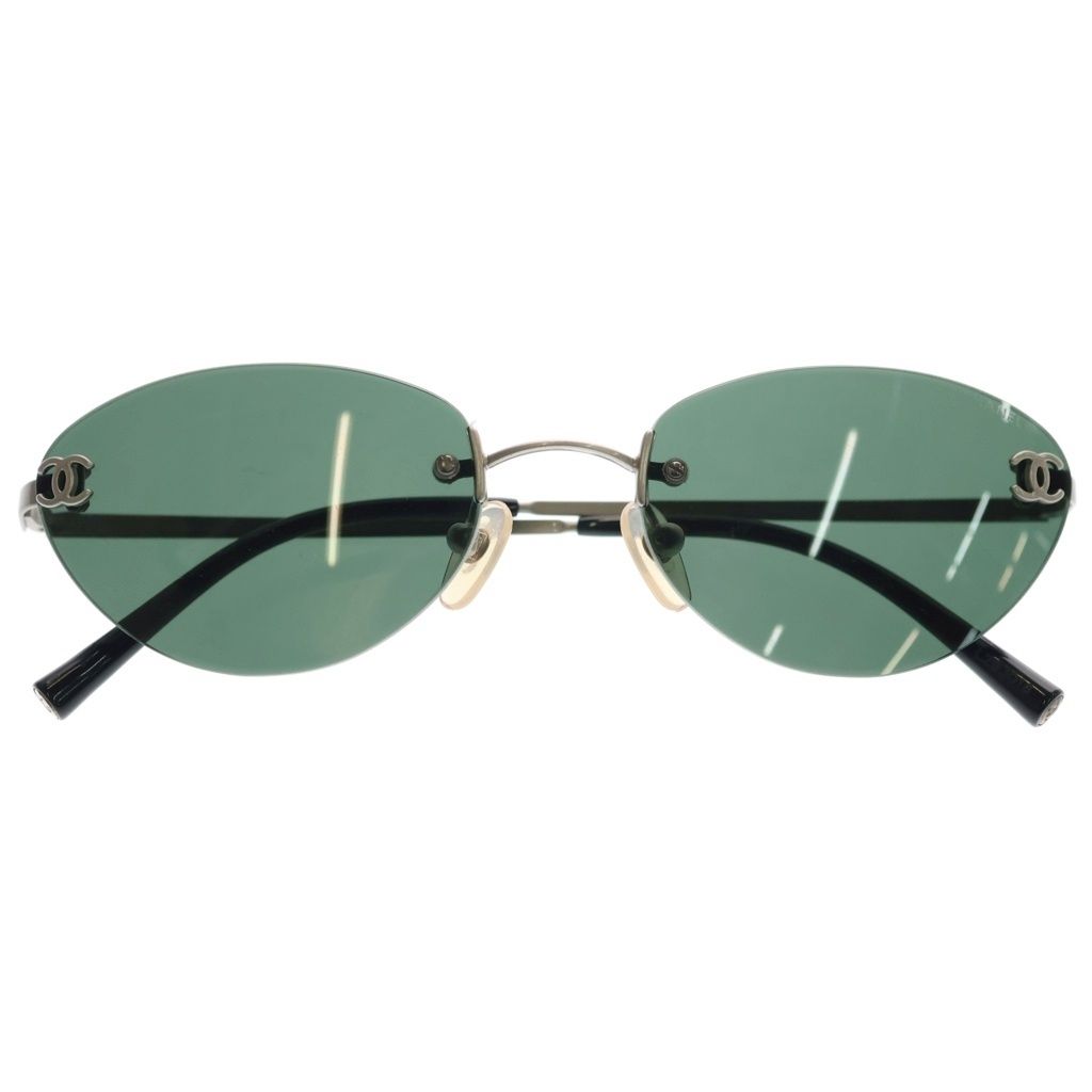 Chanel CC Logo Sunglasses Rimless Green Lens Eyewear