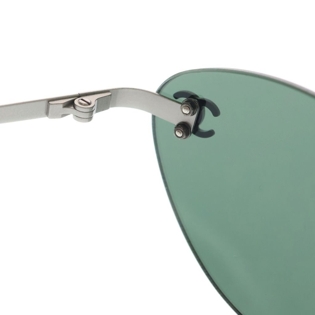 Chanel CC Logo Sunglasses Rimless Green Lens Eyewear — view 4