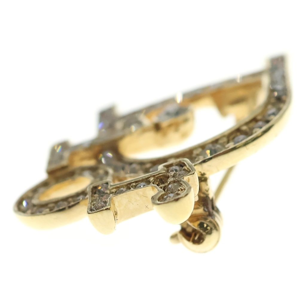 Dior Logo Rhinestone Pin Badge Brooch Gold — view 4