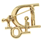 Dior Logo Rhinestone Pin Badge Brooch Gold — view 2