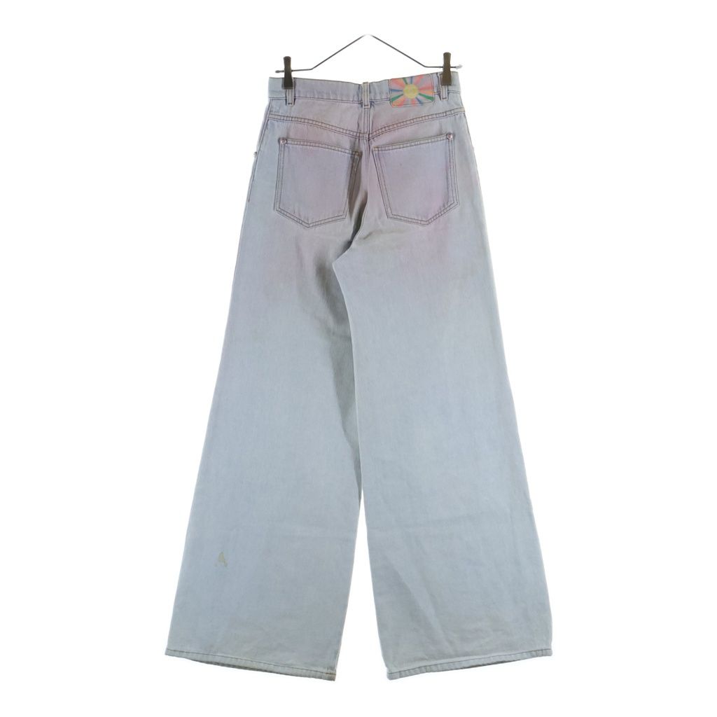Chanel CC Logo Button Gradient Wide Denim Pants Indigo — view 2
