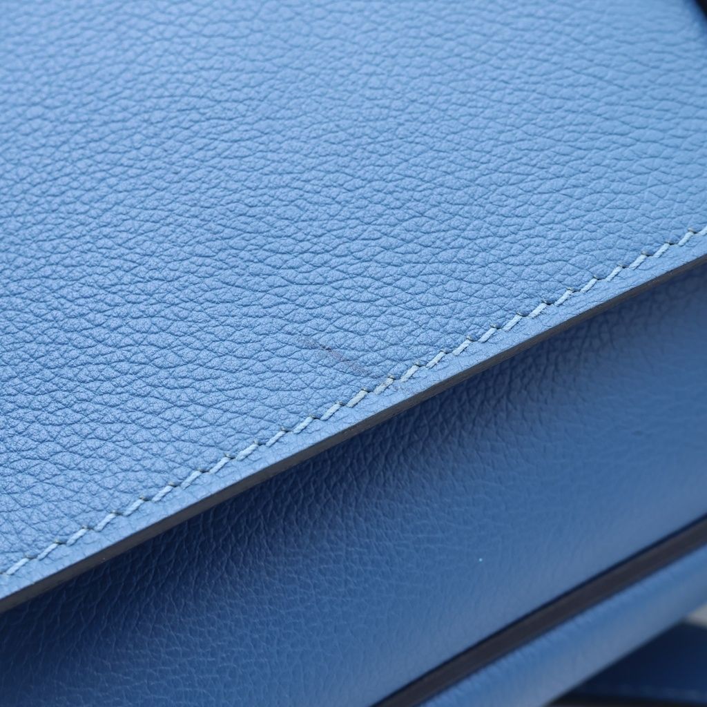 Hermes Steve Bright Blue Jean Shoulder Bag Leather Chevre Silver — view 6