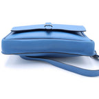 Hermes Steve Bright Blue Jean Shoulder Bag Leather Chevre Silver — view 4
