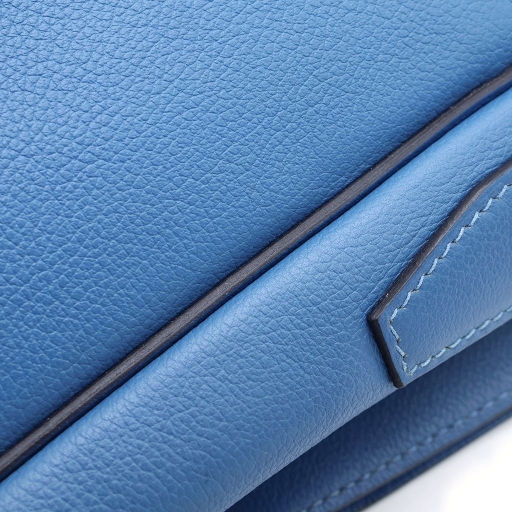 Hermes Steve Bright Blue Jean Shoulder Bag Leather Chevre Silver — view 7