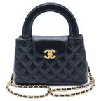 Chanel Turnlock Mini Shopping Chain Mini Shoulder Bag Black Shiny Lambskin Gold